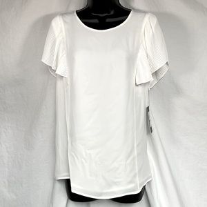 Tommy Hilfiger Pleated Sleeve Detail White Top